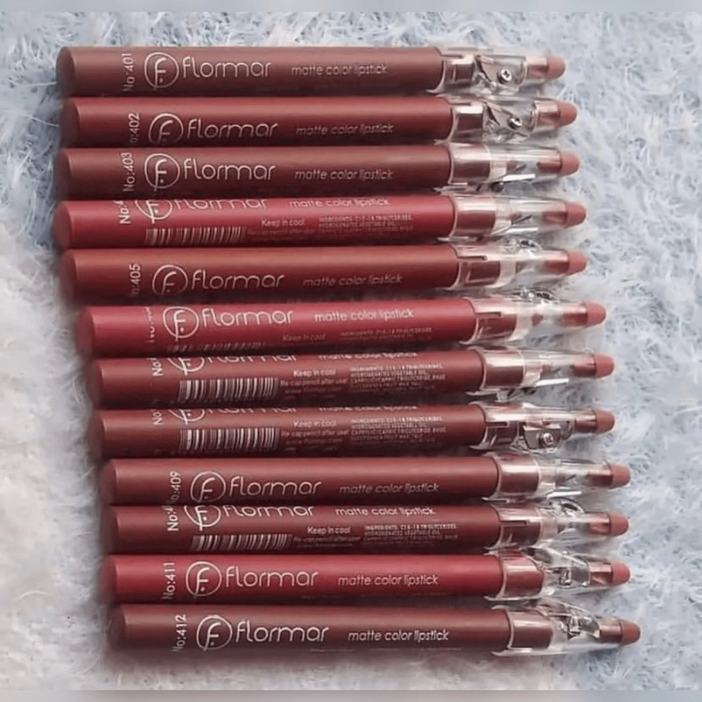 Flormar Lip Pencils Pack of 12 - Matte Color, Long-Lasting Precision - Face Essential