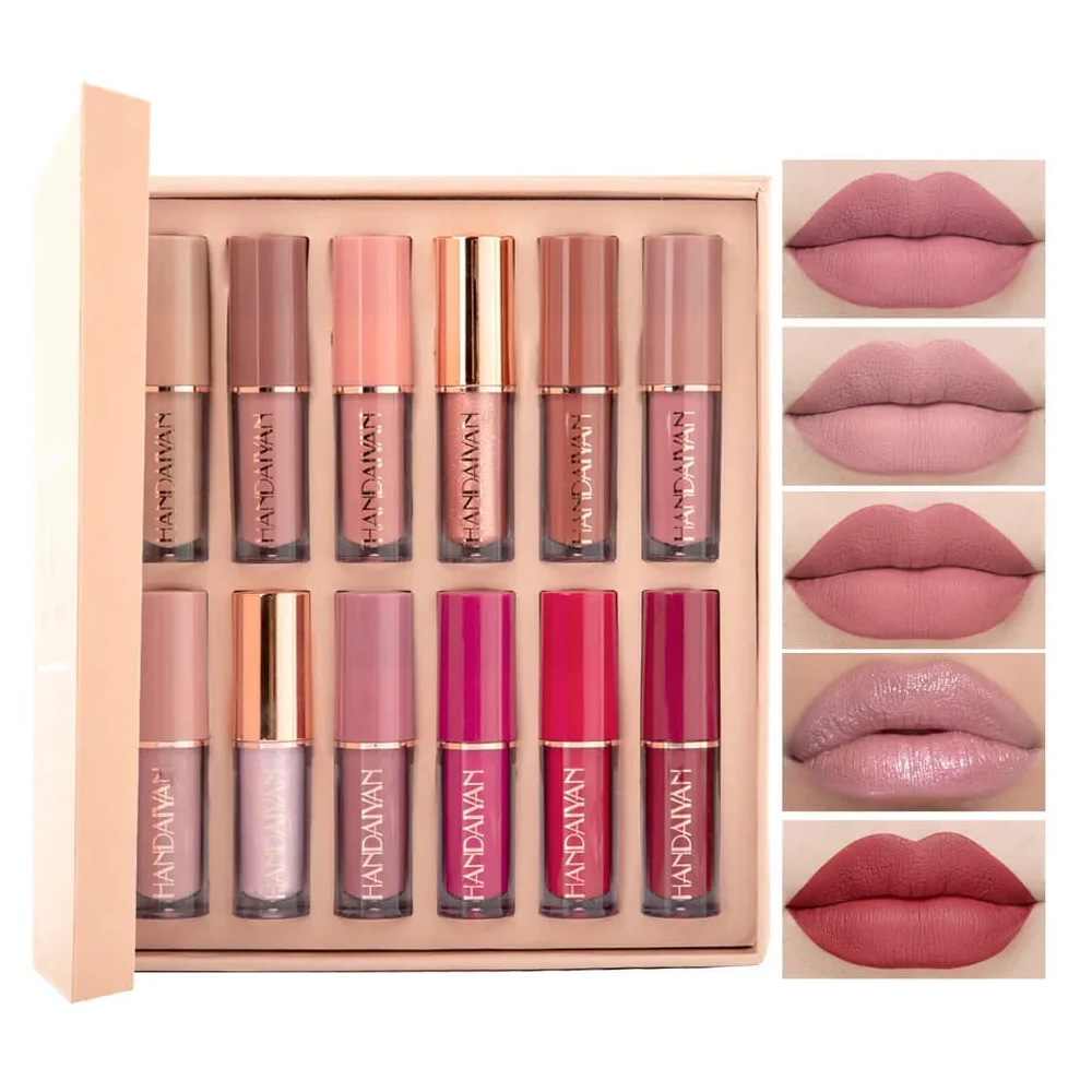 Handaiyan 12-Piece Lip Gloss & Matte Lipstick Set – Versatile Lip Color Collection