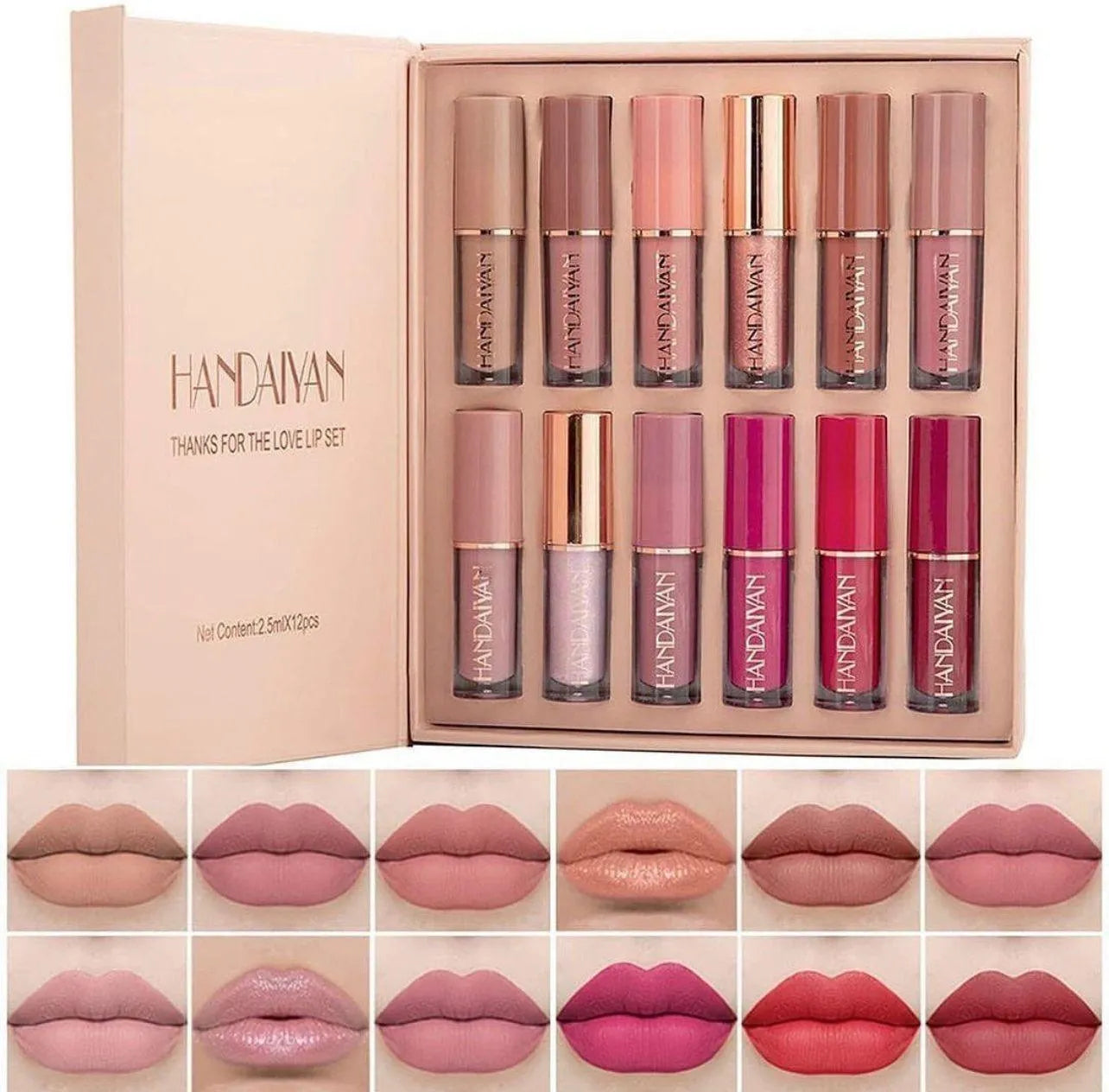 Handaiyan 12-Piece Lip Gloss & Matte Lipstick Set – Versatile Lip Color Collection - Face Essential